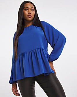 Royal Blue Exaggerated Sleeve Smock Top