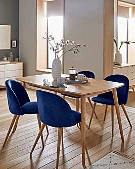 Peyton Oak Large Rectangular Dining Table with 4 Klara Dining Chairs