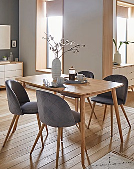 Peyton Oak Large Rectangular Dining Table with 4 Klara Dining Chairs