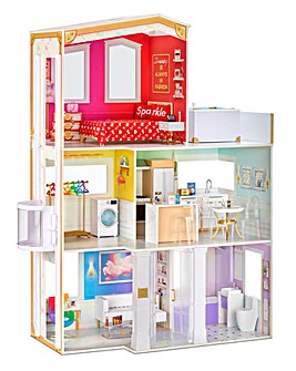Rainbow High 3-Storey Wooden Doll House with 50 Accessories