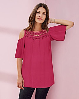 Together Lace Trim Crepe Blouse