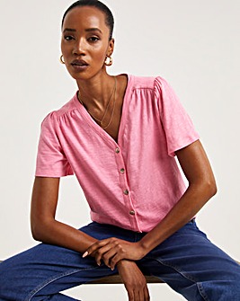 Whistles V-Neck Button Front Tee