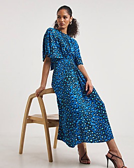 Whistles Painted Leopard Cape Sleeve Dress