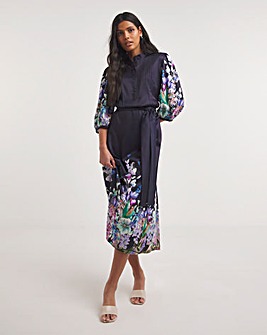 Raishma Studio Floral Print Tie-Front Midi Dress