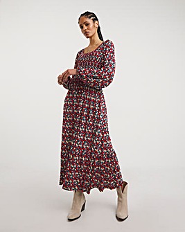 Joe Browns Shirred Floral Midi Jersey Dress