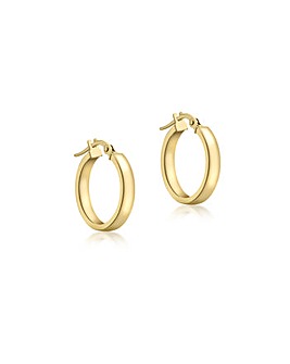 9ct Gold Rectangular Tube Hoop Earrings