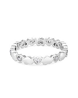 Simply Silver Sterling Silver 925 White Cubic Zirconia Heart Ring