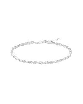 Simply Silver Sterling Silver 925 Small Diamond Cut Rope Chain Bracelet