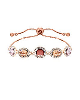 Mood Rose Gold Tonal Pink Crystal Toggle Bracelet