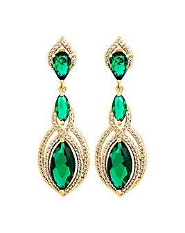 Jon Richard Gold Plated Cubic Zirconia And Emerald Marquisse Stud Earrings
