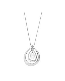 Mood Silver Open Twist Crystal Pear Drop Long Pendant Necklace