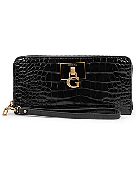 Guess Large Stephi Moc Croc Zip Around Wallet