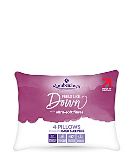 Slumberdown Feels Like Down Medium Support 4 Pack Pillows
