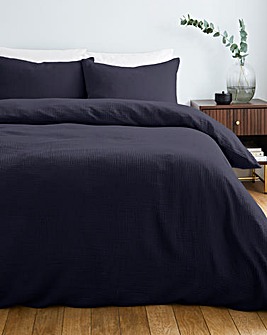 Cotton Crinkle Muslin Duvet Set - Midnight