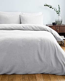 Cotton Crinkle Muslin Duvet Set - White