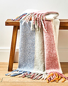 Bright Striped Faux Mohair Throw