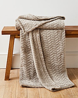 Embossed Jacquard Fleece Throw - Mink