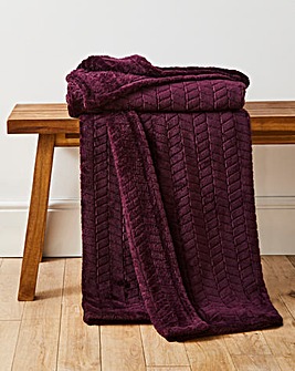 Embossed Jacquard Fleece Throw - Plum