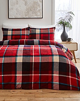 Christmas Check Fleece Duvet Cover Set