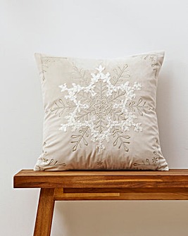Embroidered Snowflake Velvet Cushion