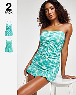 Value 2 Pack Bandeau Swimdresses With Detachable Straps