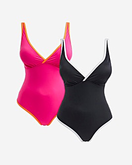 Value 2 Pack Cross Over High Leg Swimsuits