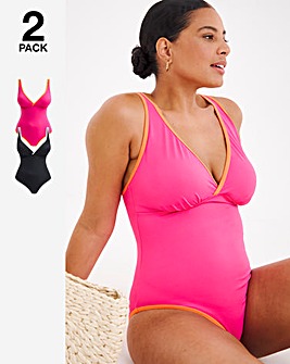 Value 2 Pack Cross Over High Leg Swimsuits