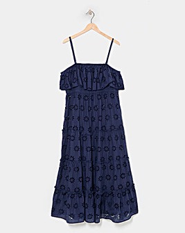 Cotton Broderie Bandeau Maxi Beach Dress