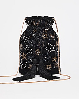 Beaded Star Pouch Bag