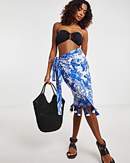 Border Print Pom Pom Sarong