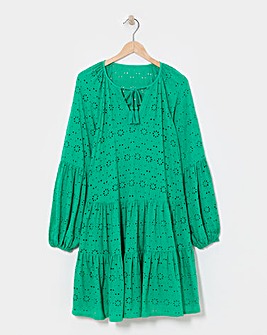 Beach to Beach Green Broderie Beach Dress