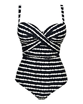 Figleaves Tailor Twist Underwired Bandeau Tummy Control Swimsuit