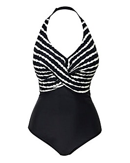 Figleaves Tailor Twist Underwired Halter Tummy Control Swimsuit