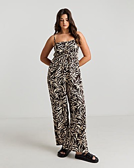 Palm Print Beach Jumpsuit