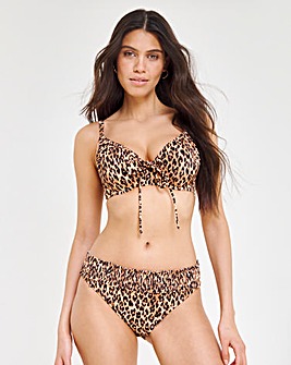 Simply Be Leopard Print Shirred Midi Bikini Brief