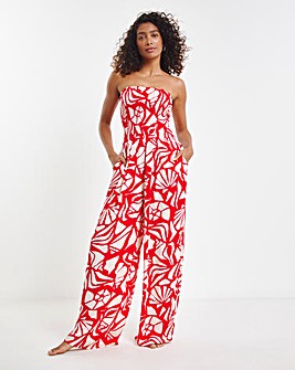 Shirred Bandeau Beach Jumpsuit