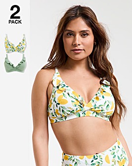 Simply Be Value 2 Pack Plunge Ruffle Bikini Tops