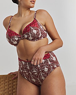 High Waist Tummy Control Ikat Print Bikini Brief