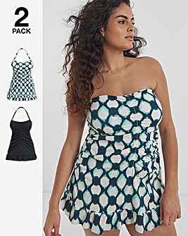 Value 2 Pack Ruched Bandeau Swimdresses