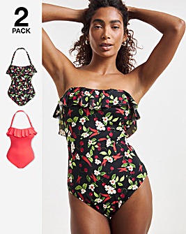 Value 2 Pack Bandeau Ruffle Swimsuits