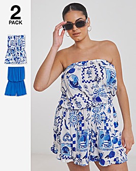 2 Pack Value Bandeau Beach Playsuits