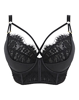 Figleaves Adele Satin And Lace Padded Long Line Full Cup Bra B-G