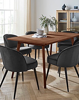 Oslo Dining Table with 6 Emilie Velvet Chairs