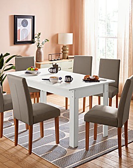 Dakota Extending 6 to 8 Seater Table with 6 Ava Leather Chairs