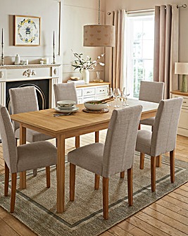 Julipa Ashford Extending 6 to 8 Seater Table with 6 Ava Fabric Chairs