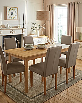 Julipa Ashford Extending 6 to 8 Seater Table with 6 Ava Leather Chairs