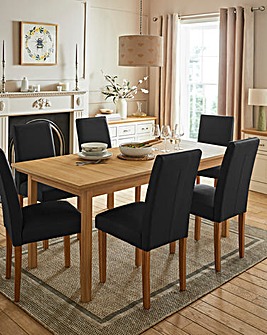 Julipa Ashford Extending 6 to 8 Seater Table with 6 Ava Leather Chairs