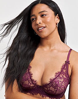 Figleaves Pulse Lace Underwired Plunge Bra B-G