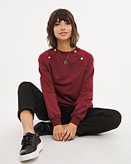 Berry Button Trim Sweatshirt