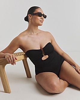 Trim Bandeau Swimsuit With Detachable Straps